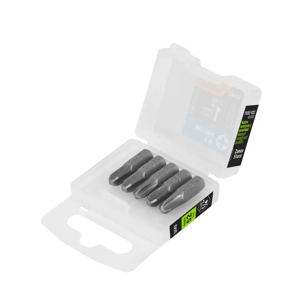 ESTUCHE CON 5 PUNTAS DE IMPACTO DE CRUZ , PH3 (IGUALES) 1" TRUPER