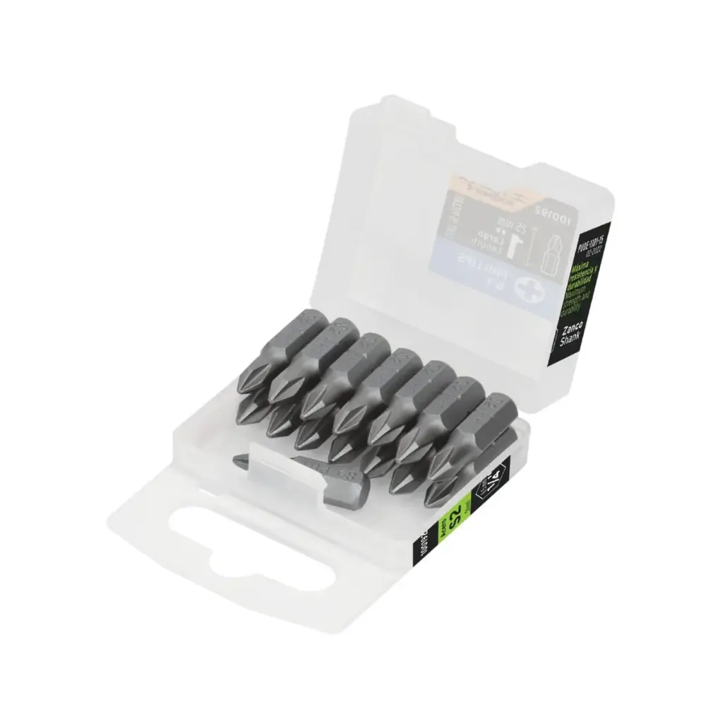 ESTUCHE CON 15 PUNTAS DE IMPACTO DE CRUZ , PH1 (IGUALES) 1" TRUPER