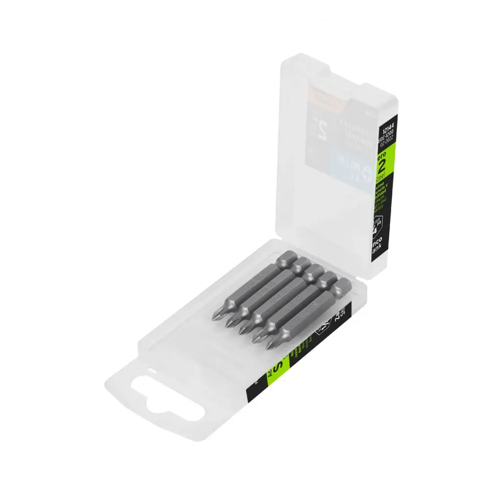 [12144] ESTUCHE CON 5 PUNTAS DE IMPACTO DE CRUZ , PH0 (IGUALES) 2" TRUPER