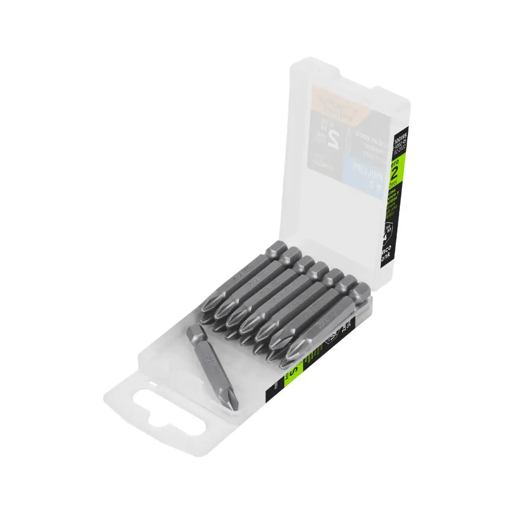 ESTUCHE CON 15 PUNTAS DE IMPACTO DE CRUZ , PH2 (IGUALES) 2" TRUPER