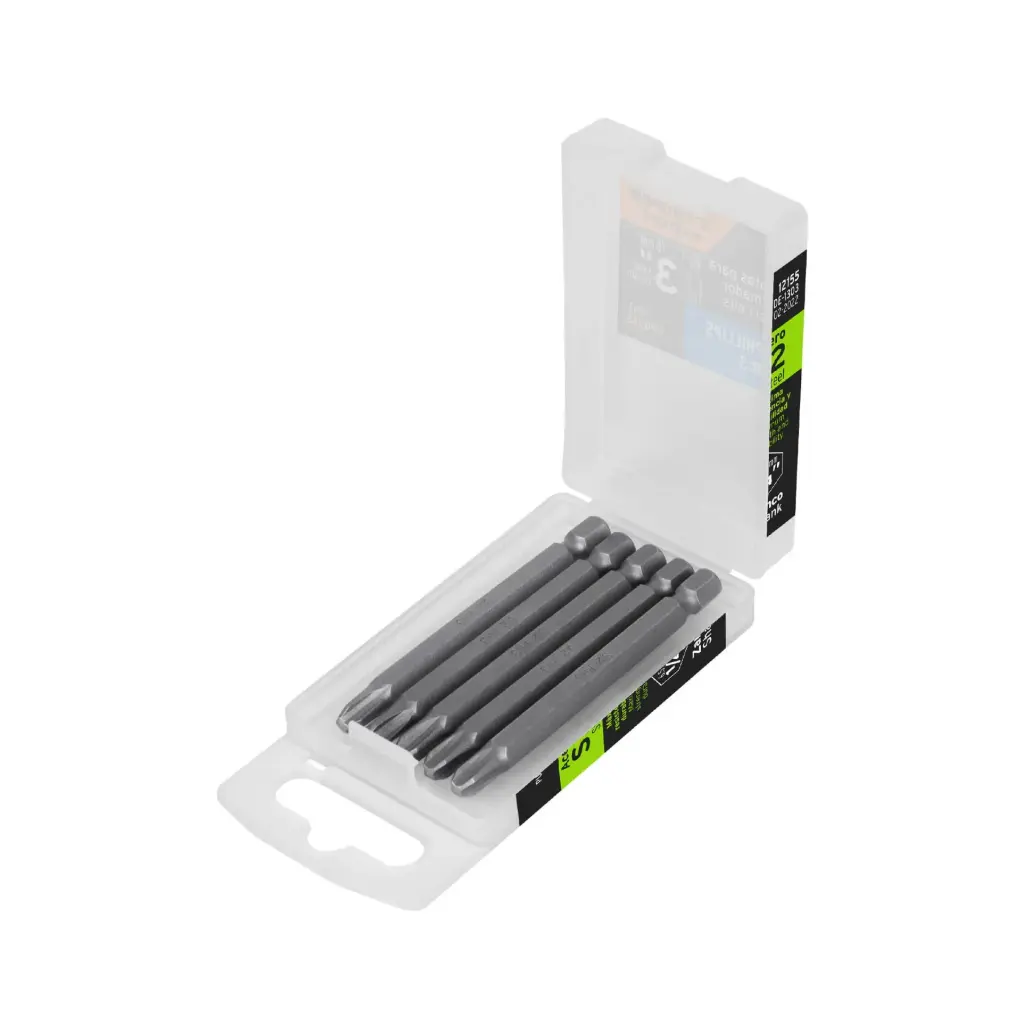 [12155] ESTUCHE CON 5 PUNTAS DE CRUZ, PH3 (IGUALES ) 3" TRUPER