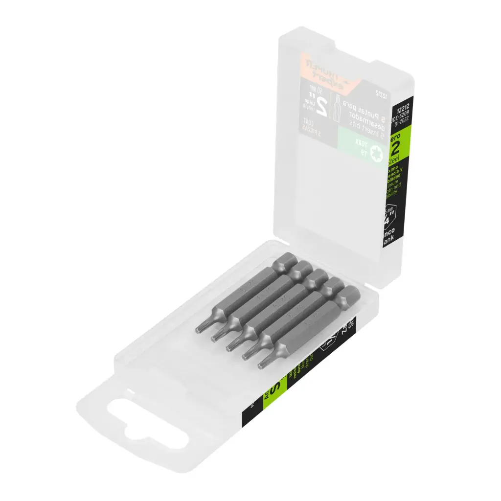 [12212] ESTUCHE CON 5 PUNTAS TORX T9 (IGUALES) 2" TRUPER