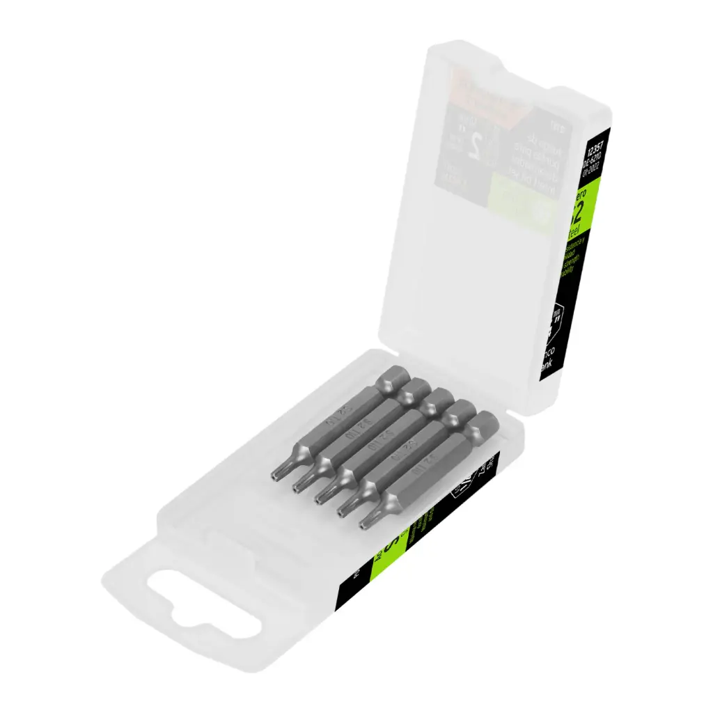 [12357] ESTUCHE CON 5 PUNTAS TORX CON SEGURO, T10 (IGUALES) 2" TRUPER