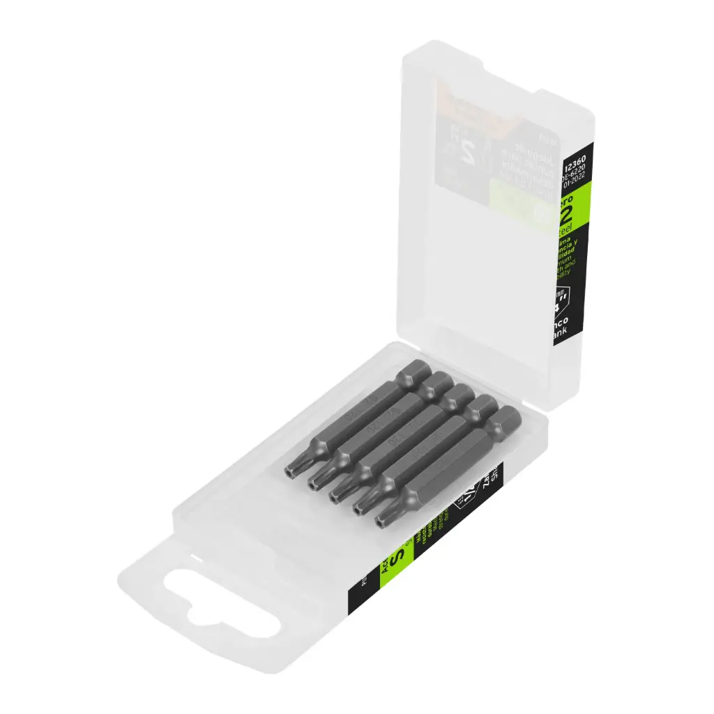 [12360] ESTUCHE CON 5 PUNTAS TORX CON SEGURO, T20 (IGUALES) 2" TRUPER