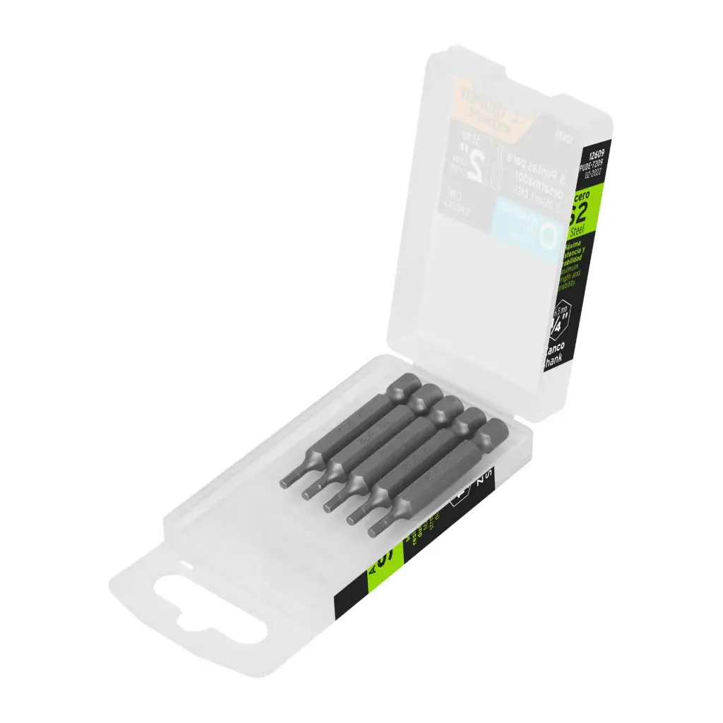 [12609] ESTUCHE CON 5 PUNTAS HEXAGONALES EN PULGADAS 3/32" (IGUALES) 2" TRUPER