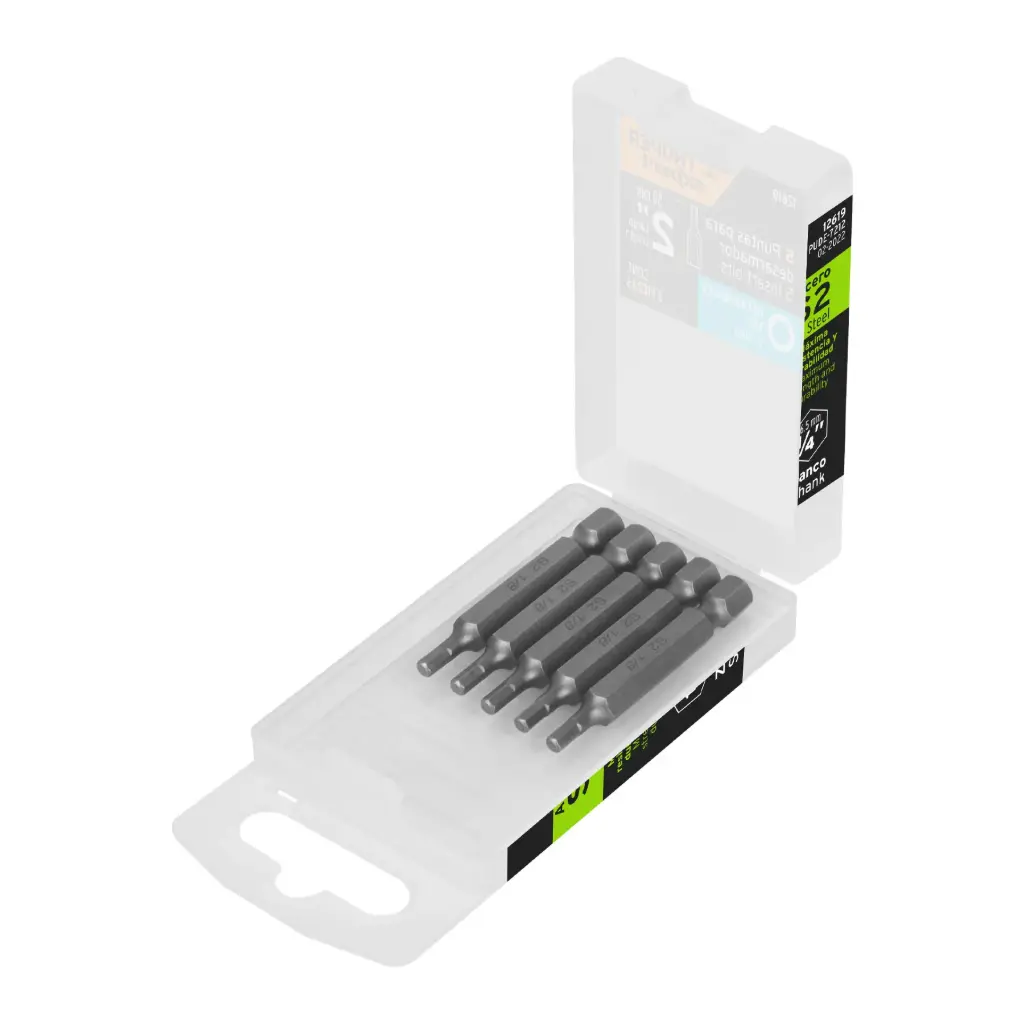 [12619] ESTUCHE CON 5 PUNTAS HEXAGONALES EN PULGADAS 1/8" (IGUALES) 2" TRUPER