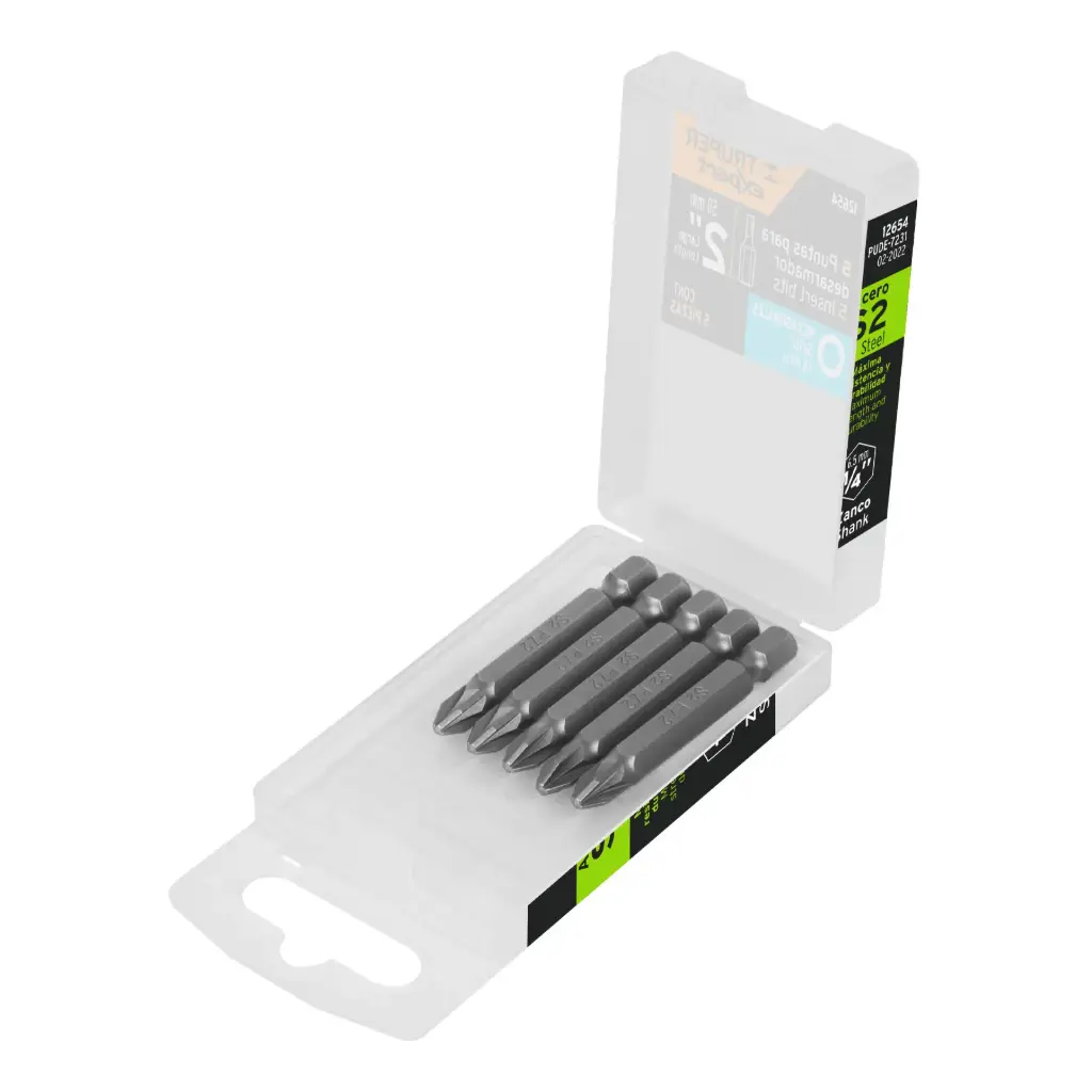 [12654] ESTUCHE CON 5 PUNTAS HEXAGONALES EN PULGADAS 5/16 (IGUALES) 2" TRUPER