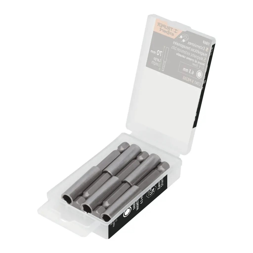 [11869] ESTUCHE CON 5 EXTENSIONES MAGNETICAS 70MM (IGUALES) 1/4" TRUPER