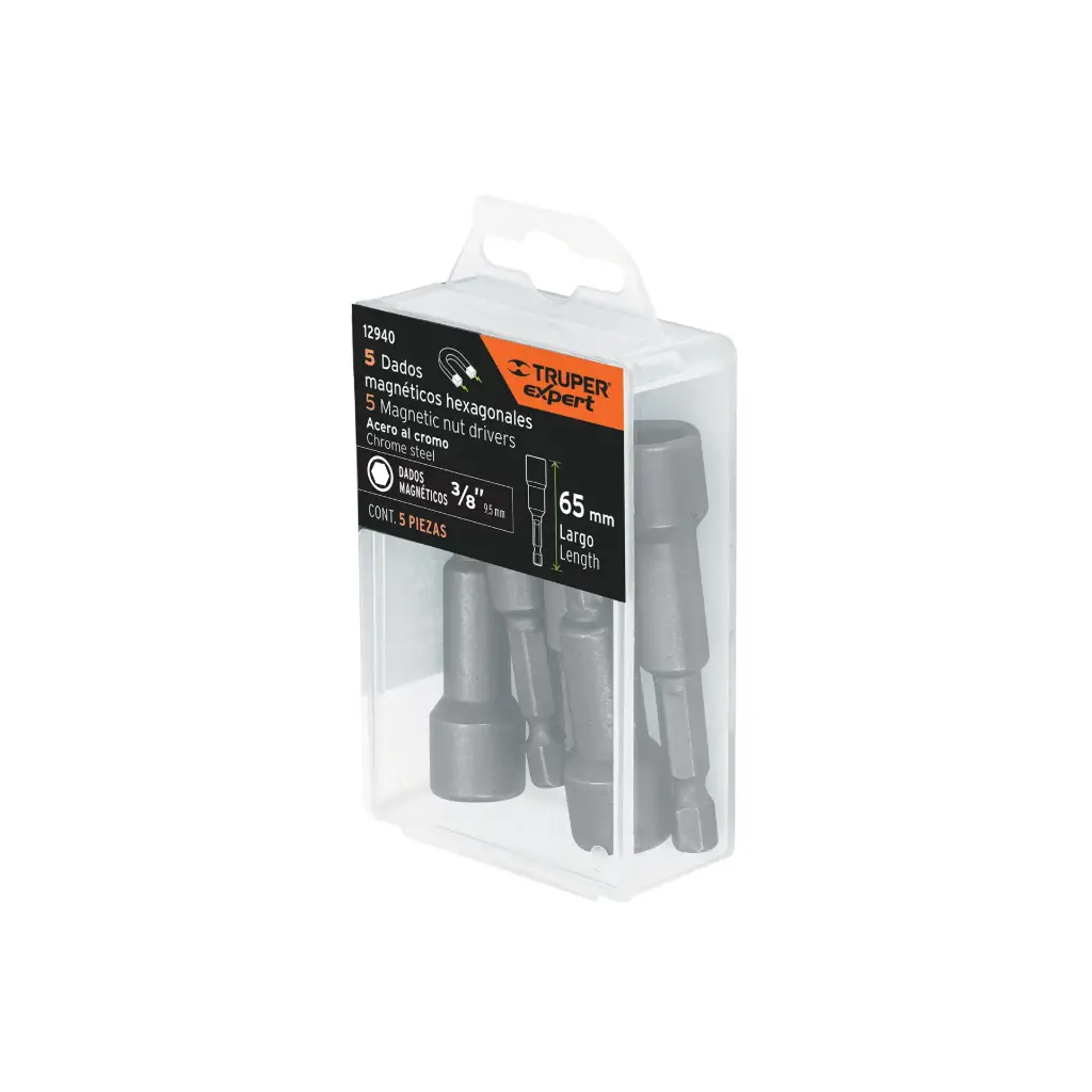[12940] ESTUCHES CON 5 DADOS MAGNETICOS 3/8" (IGUALES) 2" TRUPER