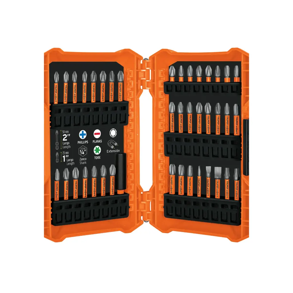 JUEGO DE PUNTAS DE IMPACTO MIXTAS, LARGO 1" Y 2", 40 PIEZAS TRUPER