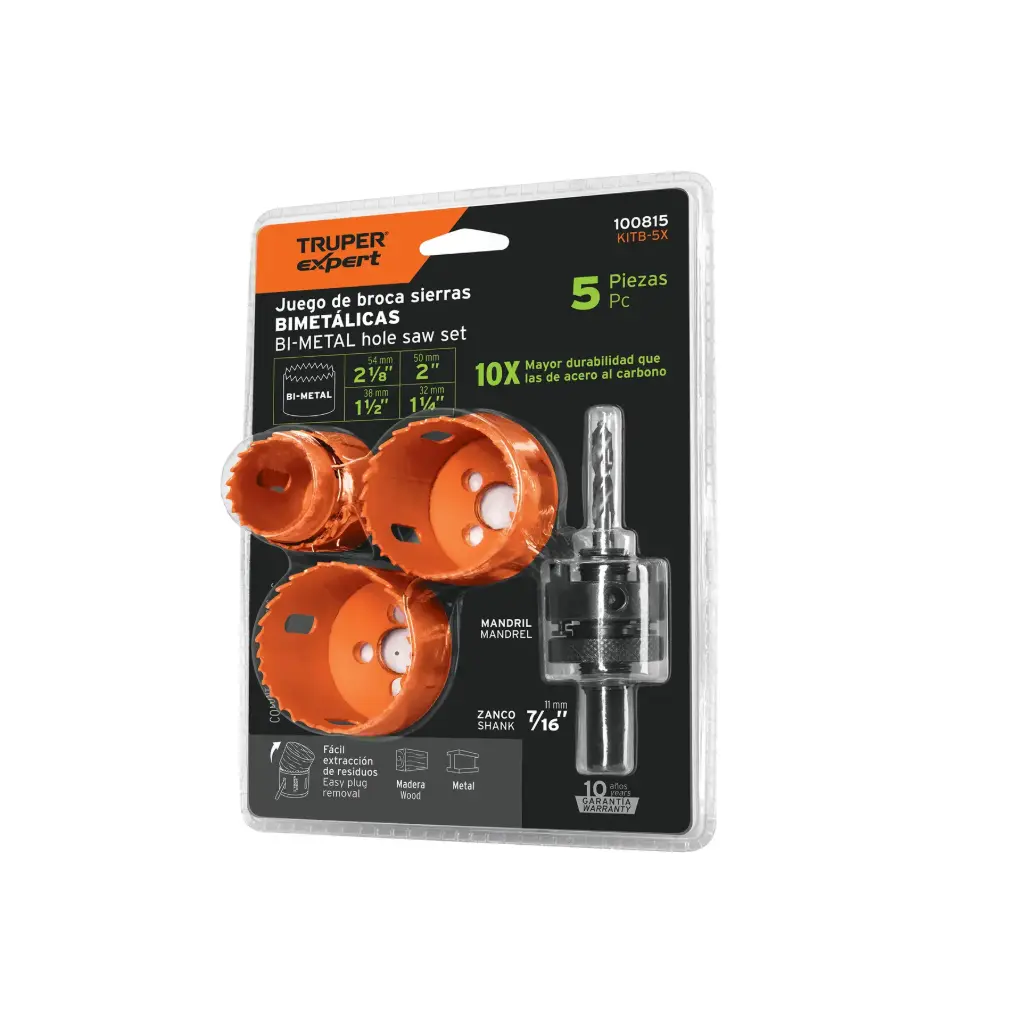 [100815] JUEGO DE SIERRAS COPA BIMETALICAS 5 PIEZAS TRUPER
