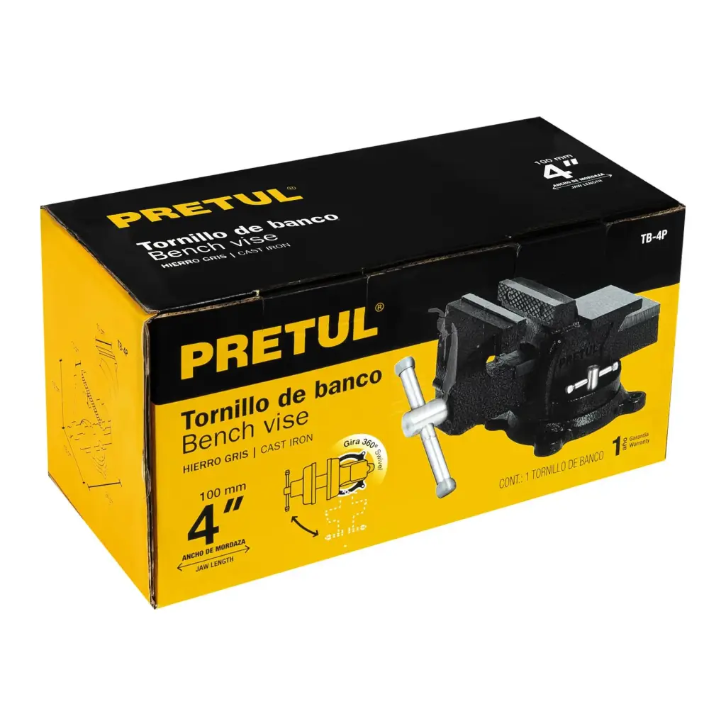 [26039] TORNILLOS DE BANCO , HIERRO GRIS, 4" PRETUL