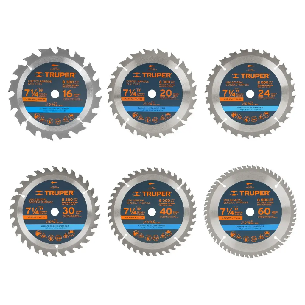 SIERRA CIRCULAR 7.1/4" PARA MADERA , 60 DIENTES CENTRO 5/8"