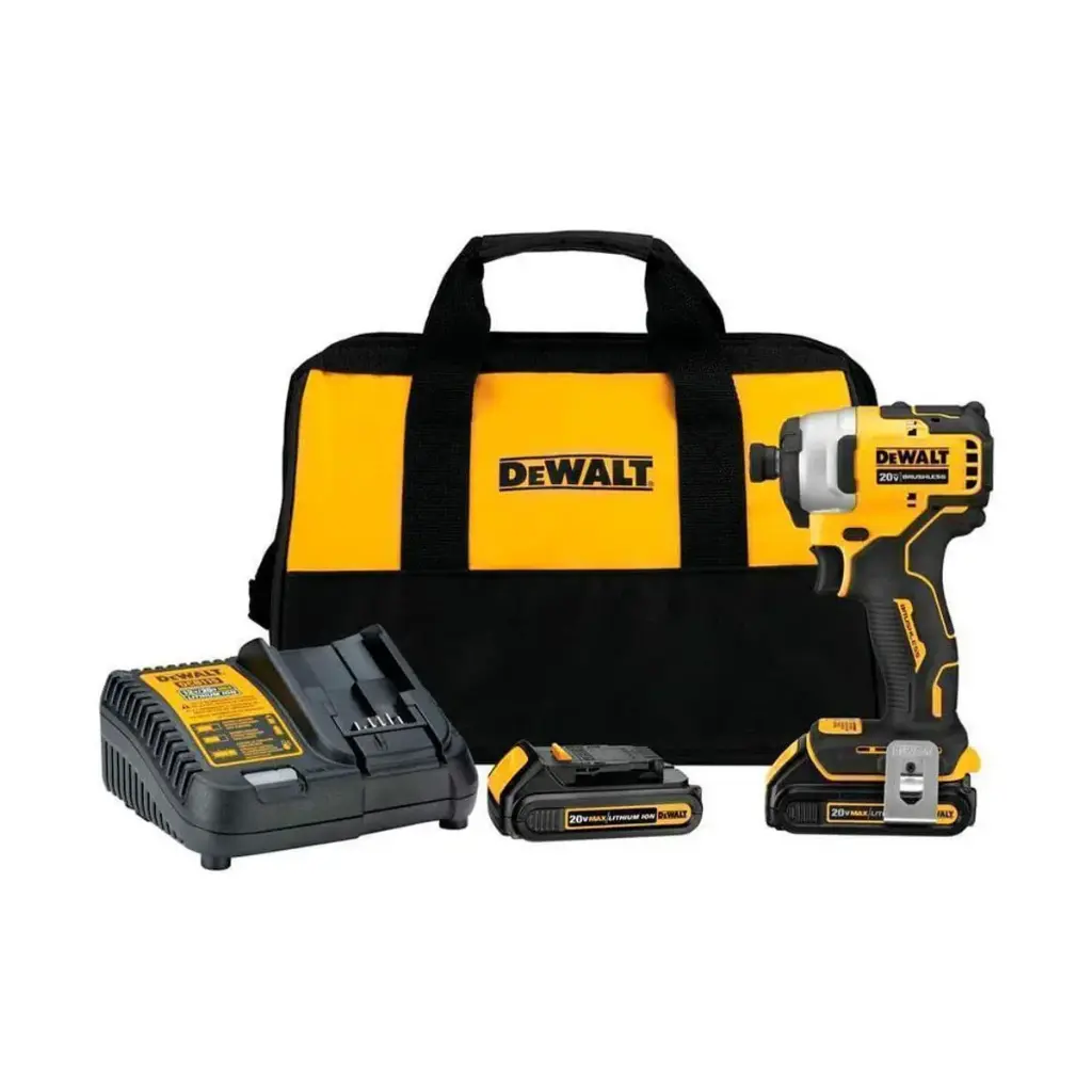 [DCF809D2-B2] ATORNILLADOR DE IMPACTO 1/4" 20V ATOMIC BRUSHLESS + 2 BATERIAS 20V MAX 2AH + CARGADOR + MALETA LONA