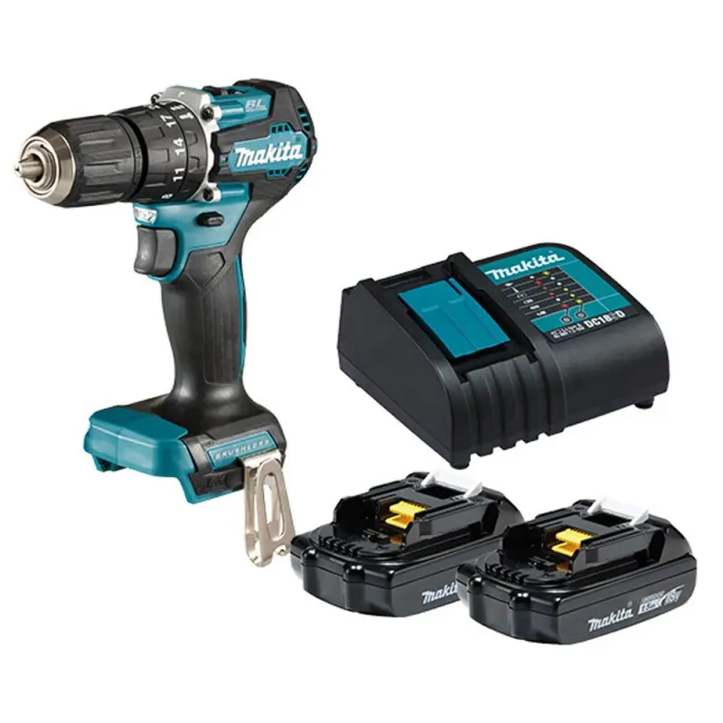 TALADRO PERCUTOR 1/2" 18V LXT BL 40NM 2 BAT 1.5 AH + CARGADOR MAKITA DHP487SYX2 