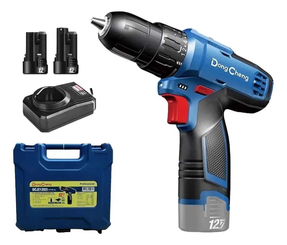 [DCJZ1202I-E] TALADRO PERCUTOR 12V + 2 BATERIAS DE 2AH + CARGADOR EN MALETA DONGCHENG