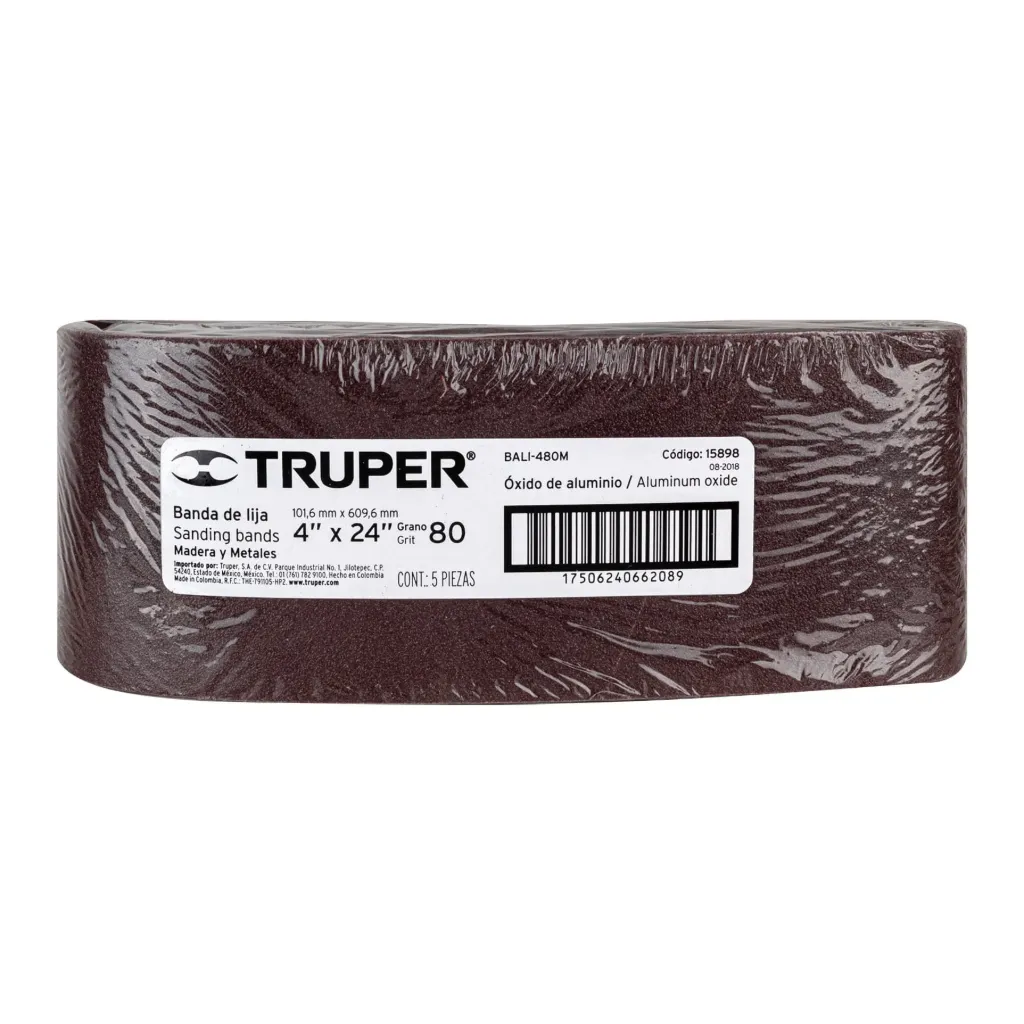 1 BANDA DE LIJA 4 X 24" P/MADERA GRANO 80 EN PAQUETE DE 5 15898