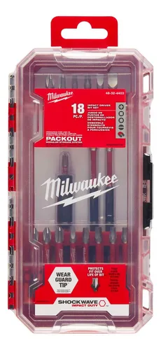 JUEGO DE PUNTAS PHILLIPS, PLANAS, TORX, CUADRADAS, SOCKETS, DADOS 26 PIEZAS MILWAUKEE