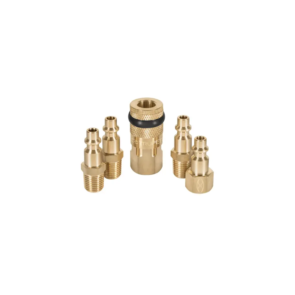 [19081] JUEGO DE ACOPLE F Y CONECTORES DE LATON 5 PIEZAS, CONEXION RAPIDA, 1/4 NPT, CORAL-5  TRUPER