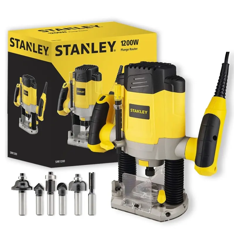 RUTEADORA 1/4" 1200W 55 MM + 6 FRESAS STANLEY SRR1200-B2