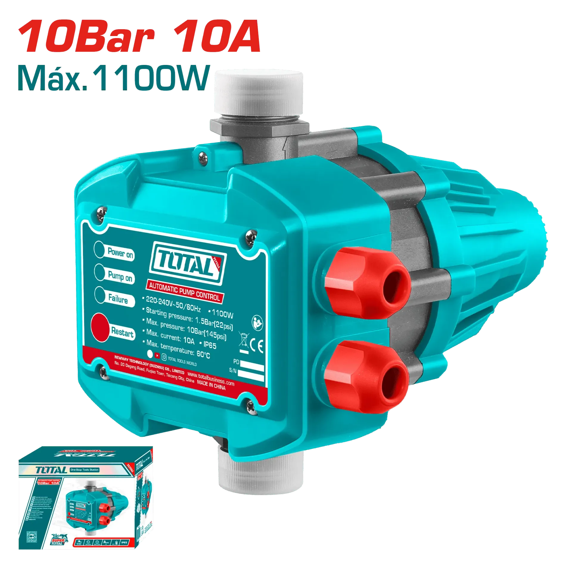[TWPS101] SWITCH DE BOMBA DE AGUA AUTOMÁTICO 10A 1.5-10BAR IP65 1″A-TWPS101-TOTAL