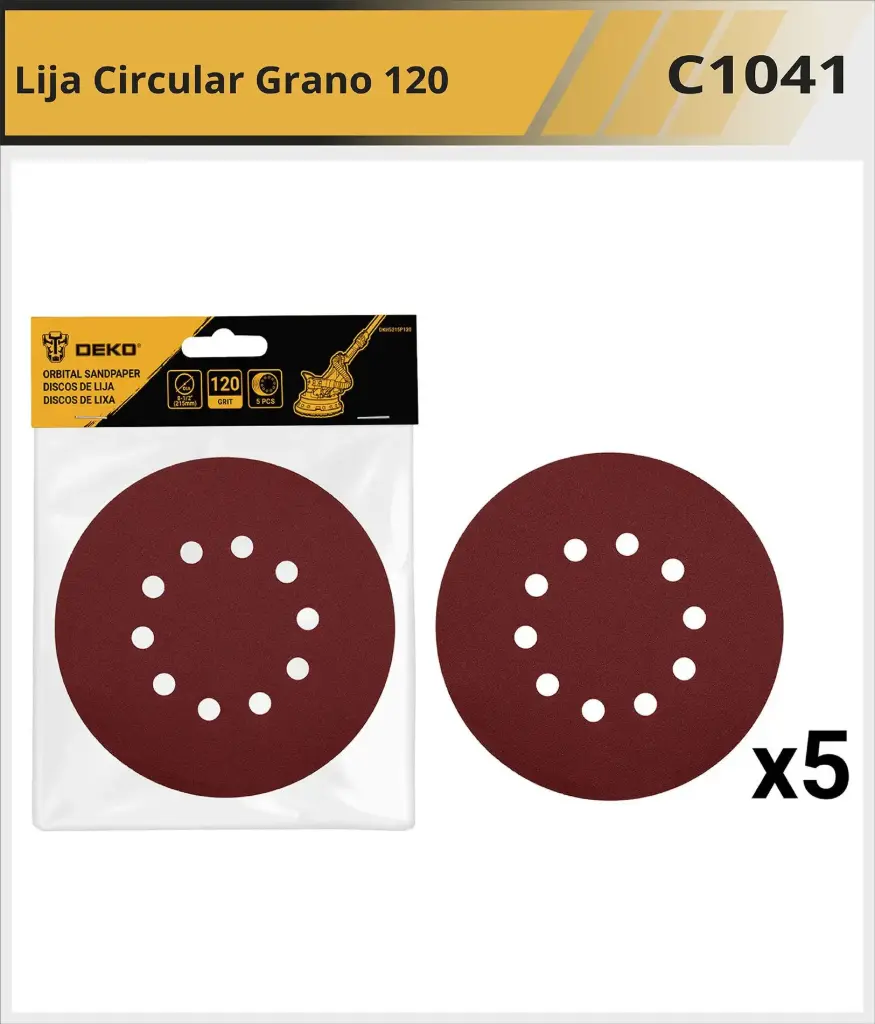DISCOS DE LIJA 120 GR X 5 PZS DEKO