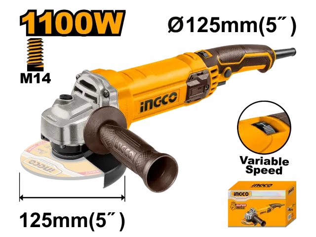 AMOLADORA  5 1100W VEL VARIABLE 125MM INGCO AG1100385