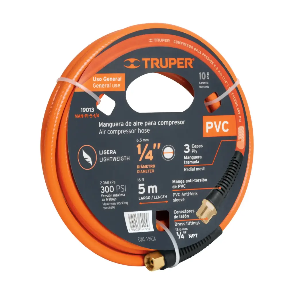 [19013] MANGUERA PARA COMPRESOR, DE PVC 5M X 1/4"