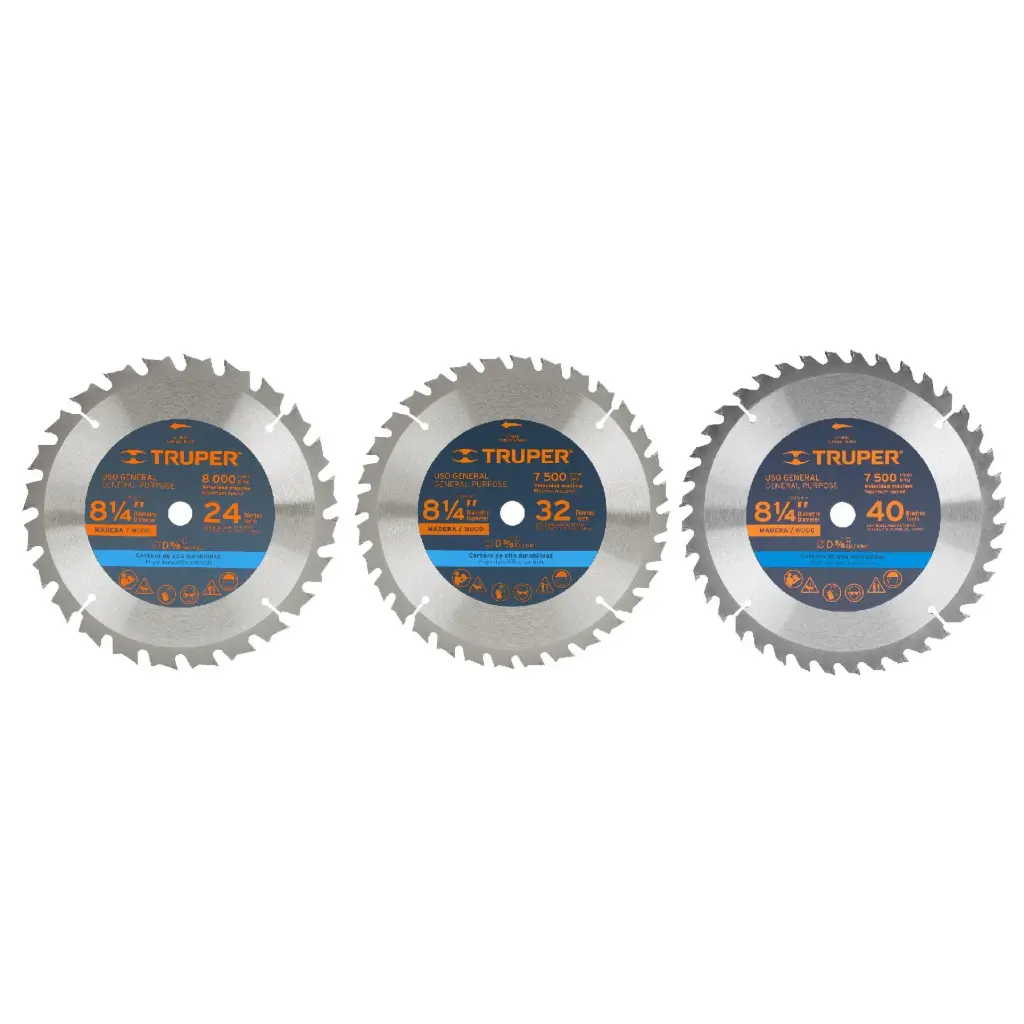 DISCO SIERRA 8-1/4" PARA MADERA, 40 DIENTES CENTRO 5/8"