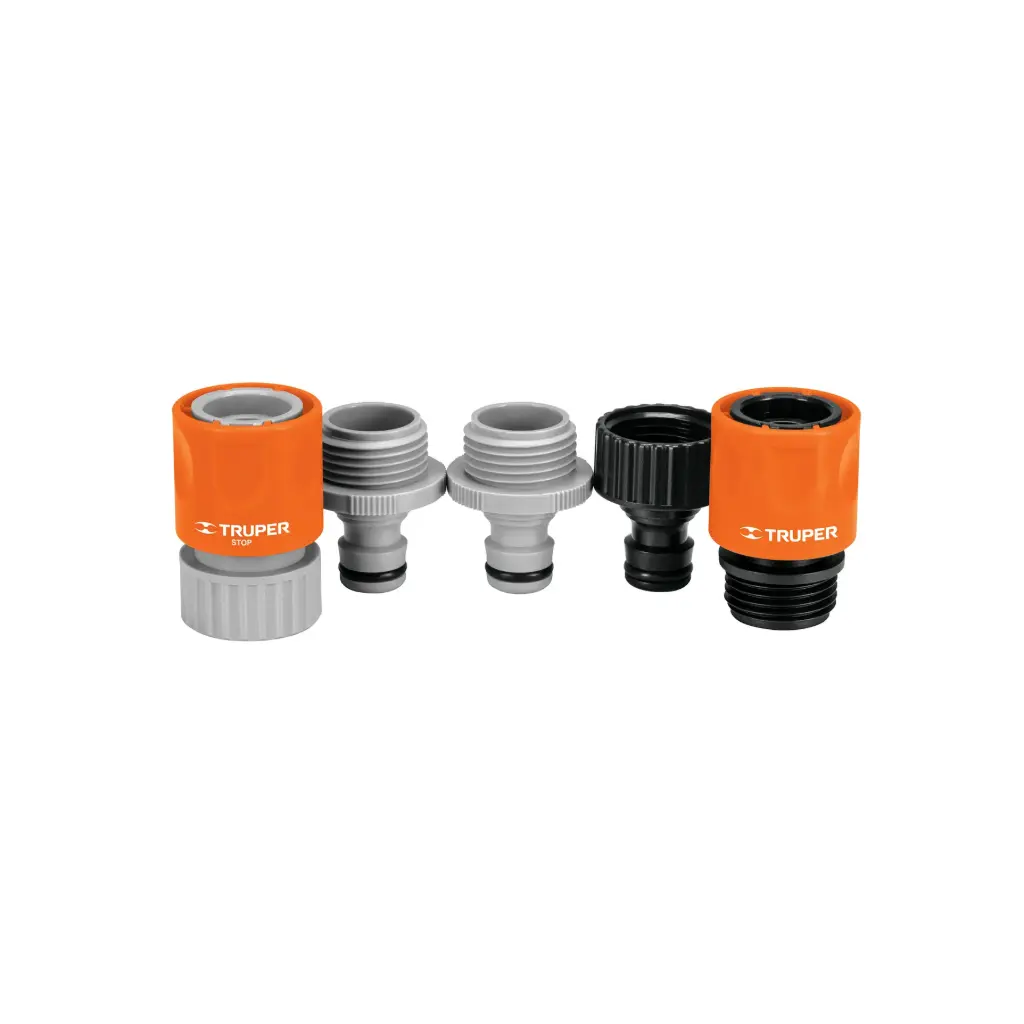 JUEGO DE 5 CONECTORES 3/4" RÁPIDOS DE ABS, SISTEMA CLICK