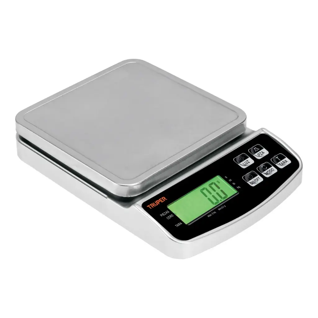 BALANZA DIGITAL DE PRECISION 3KG BASCULA CHAROLA INOX TRUPER
