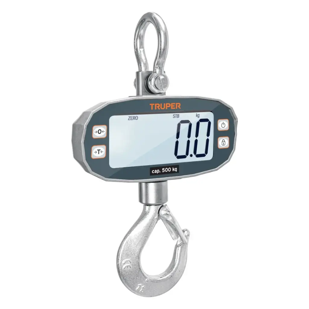 BALANZA DIGITAL COLGANTE 500KG RECARGABLE AUTOAPAGADO TRUPER