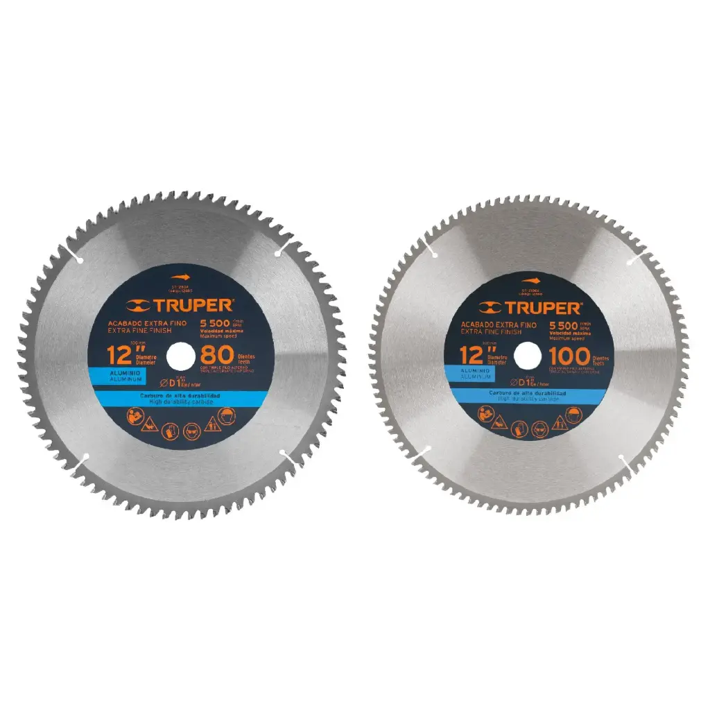 DISCO SIERRA 12" PARA ALUMINIO, 80 DIENTES CENTRO 1", TRUPER