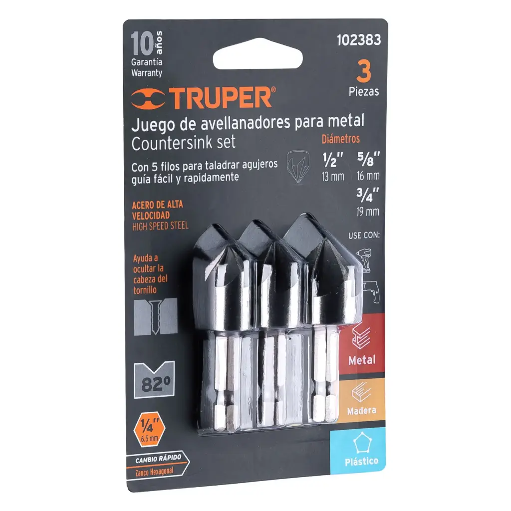 JUEGO DE 3 AVELLANADORES HSS, TRUPER