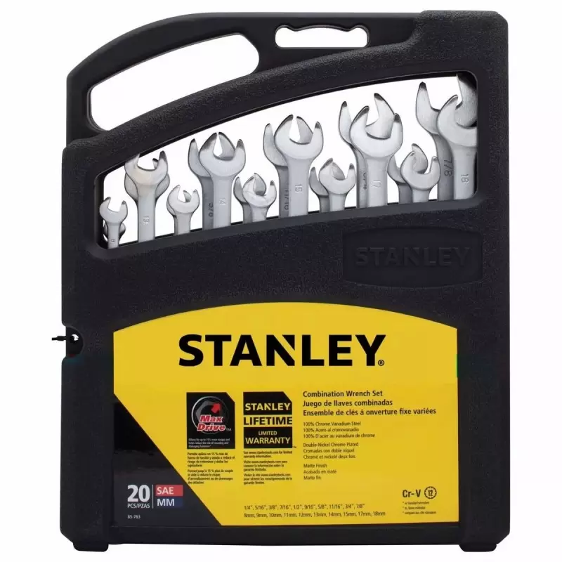 JUEGO DE LLAVES COMBINADAS DE 20 PIEZAS STANLEY 85-783LA