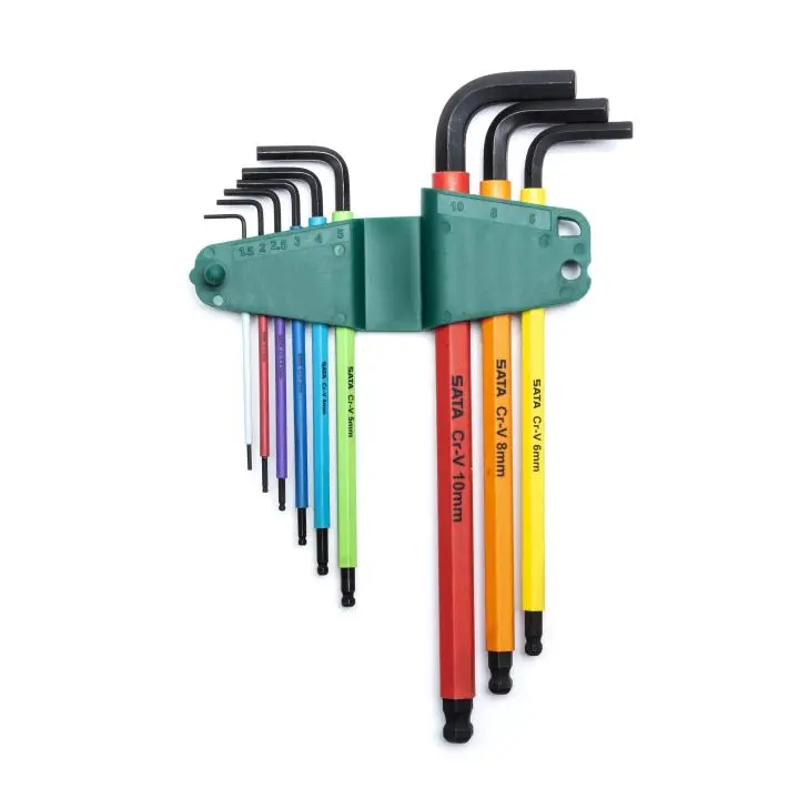 [ST09101CHBSJ] JUEGO DE LLAVE HEXAGONAL ALLEN EXTRA LARGA 9PCS 1.5MM - 10MM SATA