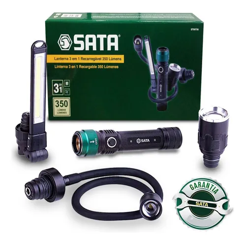 [ST90736] LINTERNA 3 EN 1 RECARGABLE 350 LUMINES SATA