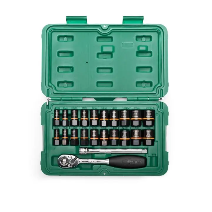JGO DE DADOS PARA PERNOS ROBADOS 23 PCS DE 1/4" Y 3/8" SATA