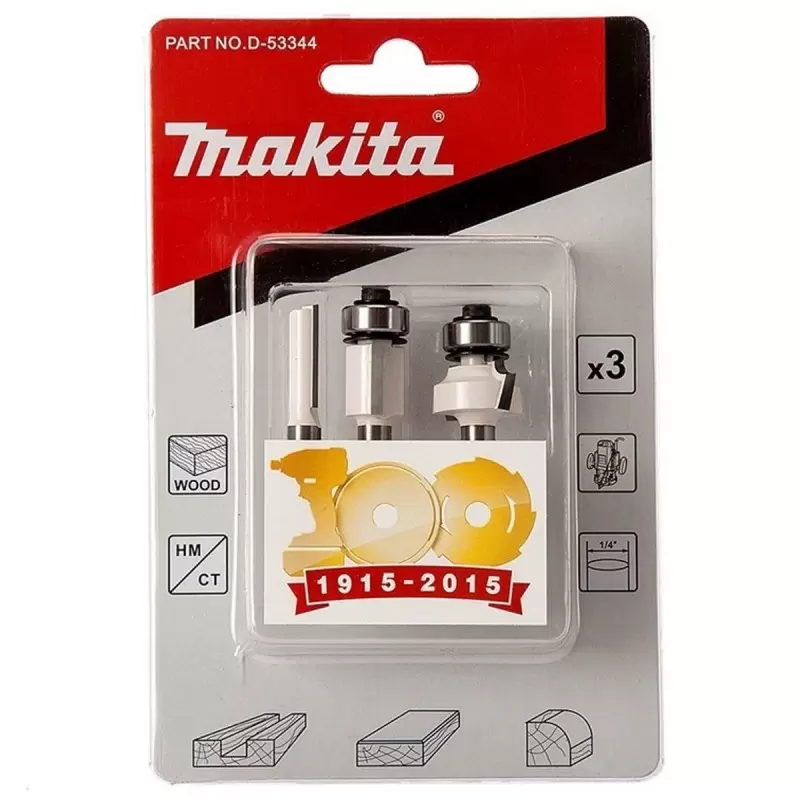 [D-53344] SET DE FRESAS 1/4" 3 PIEZAS MAKITA D-53344