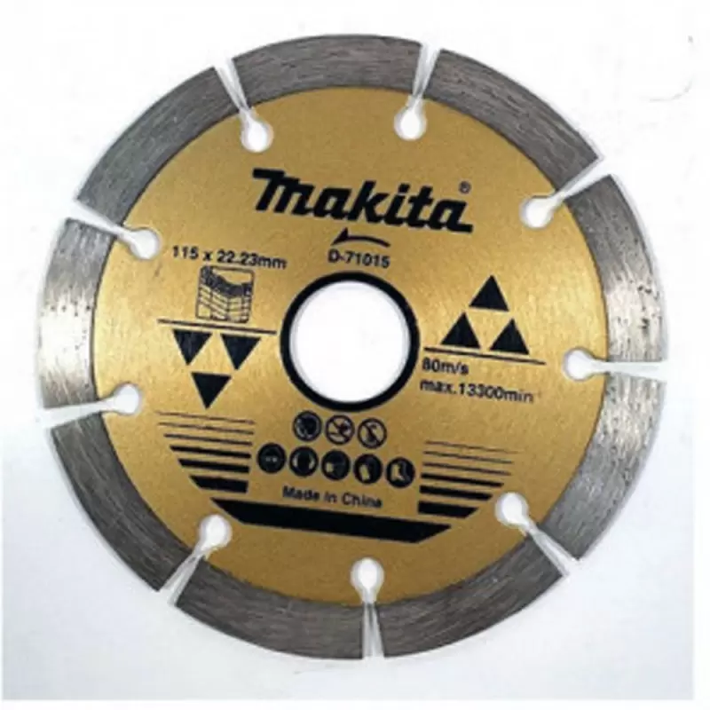 [D-71015] DISCO DIAMANTADO SEGMENTADO LISO CONCRETO 4.5" X 22.33MM. SECO S/ANILLO MAKITA