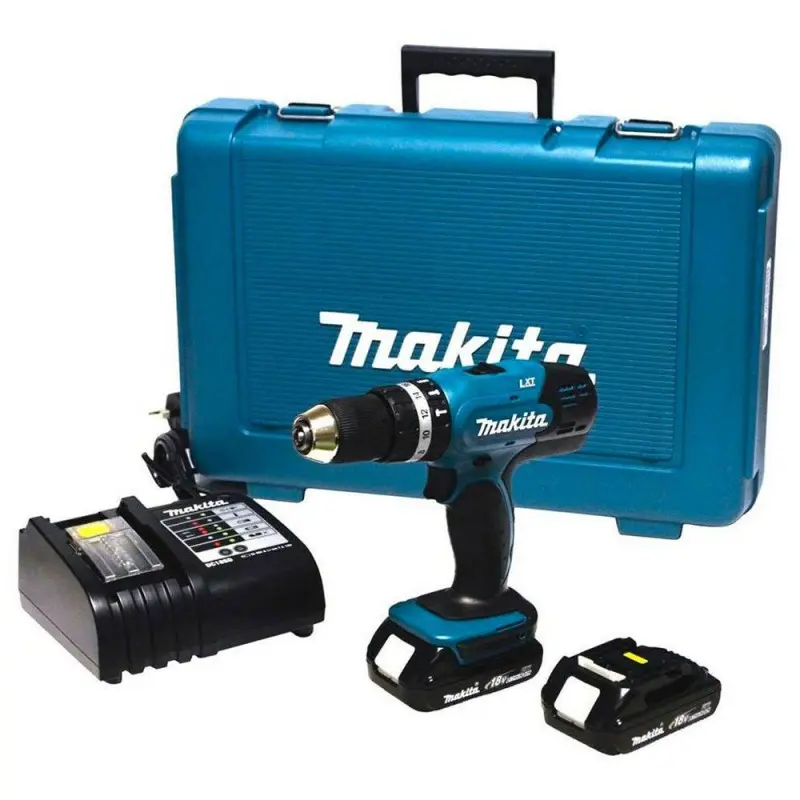 TALADRO PERCUTOR 1/2 18V LXT 38NM + 2 BATERIAS DE 1.5 AH + CARGADOR EN MALETA MAKITA 
