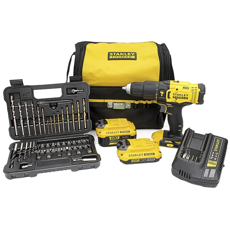 [SCD711D2FA] TALADRO PERCUTOR 1/2 20V + 2 BATERIAS 2AH + CARGADOR + 50 ACCESORIOS STANLEY