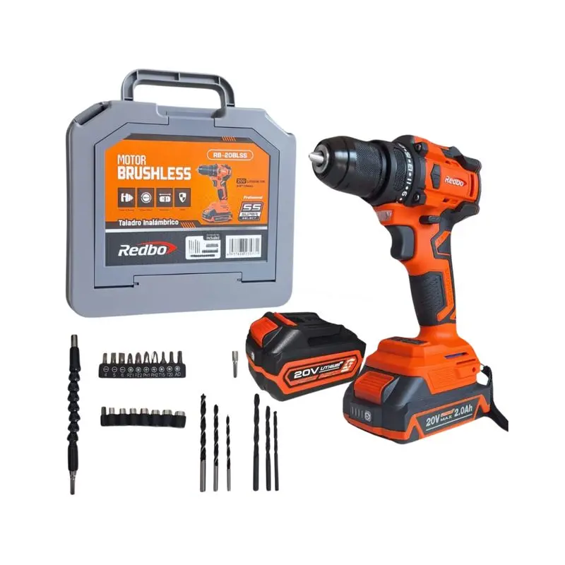 [RD-20BLSS] TALADRO ATOTNILLADOR 1/2 20V + 2 BATERIAS 2AH + CARGADOR REDBO