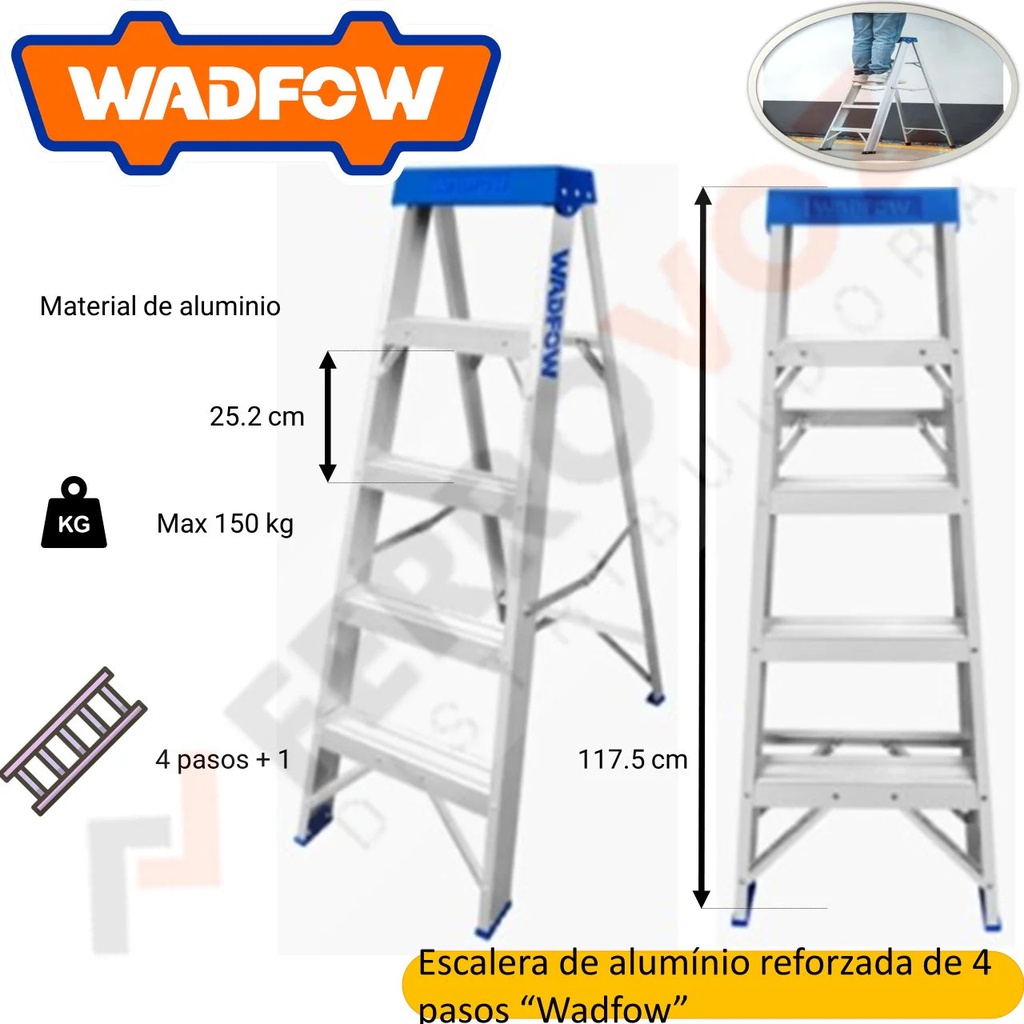 ESCALERA DE ALUMINIO TIPO A 4' WADFOW 