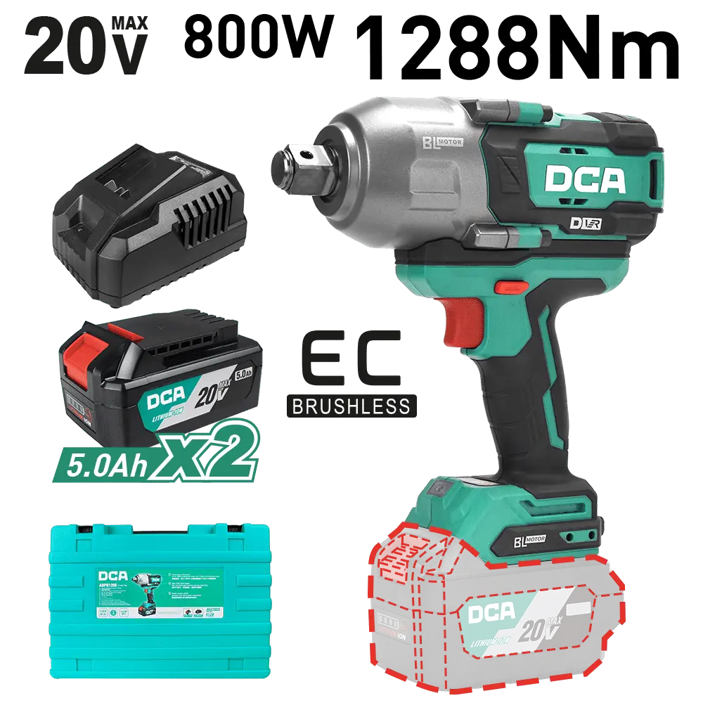 LLAVE DE IMPACTO 20V BRUSHLESS 3/4 800W 1700NM DCA