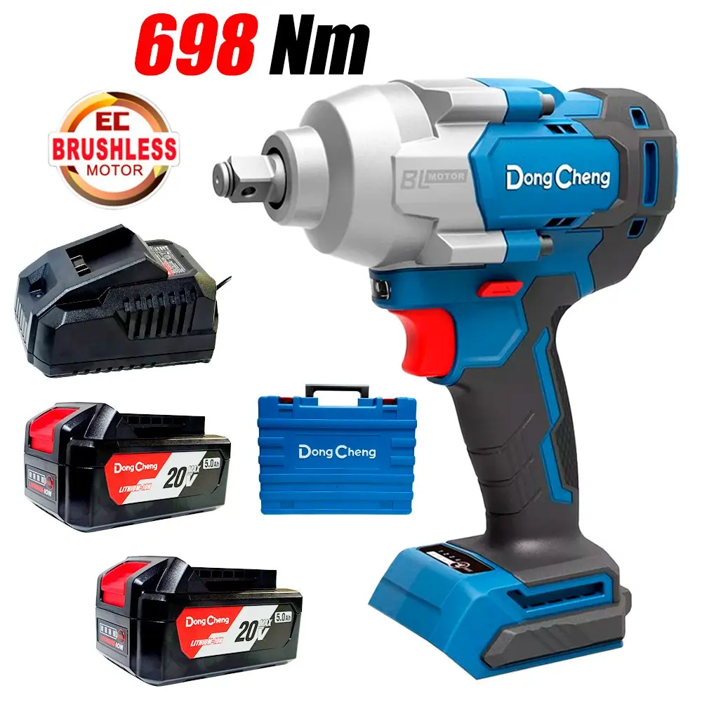 [DCPB698-FK] LLAVE DE IMPACTO 1/2 20V BRUSHLESS 698NM + 2 BATERIAS DE 5AH + CARGADOR EN MALETA DONGCHENG