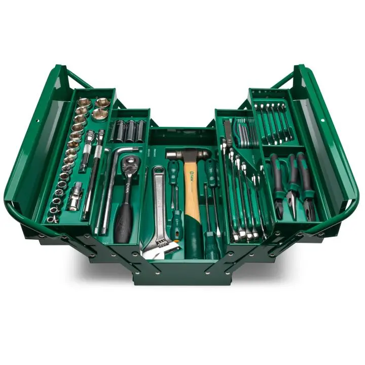 CAJA DE HERRAMIENTAS Y BANDEJA DE 70 PIEZAS CON LLAVE VOLADIZA MÉTRICA DE 6 PUNTAS Y ACCIONAMIENTO DE 1/2"