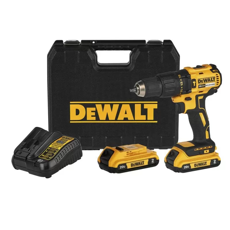 TALADRO PERCUTOR 1/2" 20V XR + 2 BATERIAS 2 AH + CARGADOR DEWALT