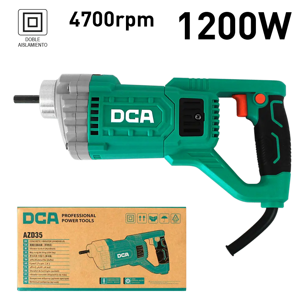 [AZD35] VIBRADORA DE CONCRETO 8MM 1200W + MANGUERA DE 3 MT DCA