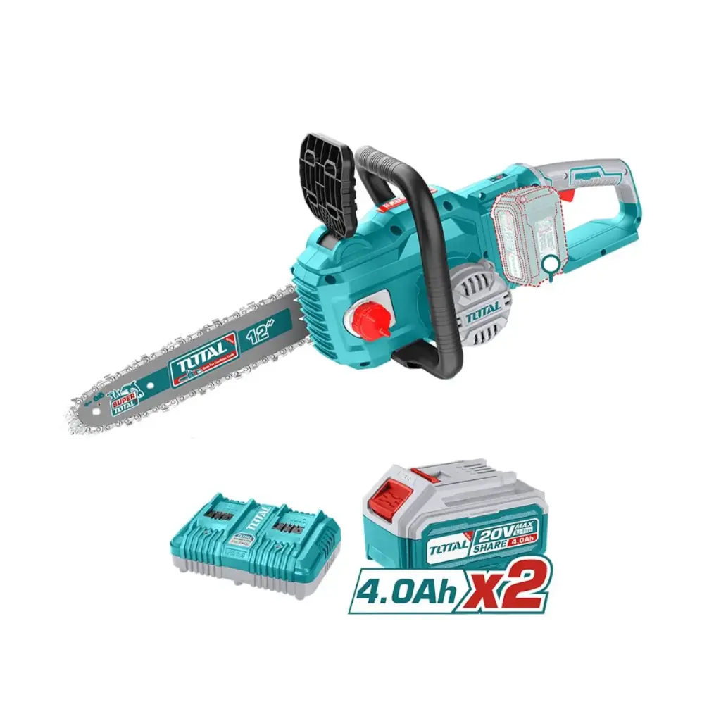 TGSLI401682  Motosierra  16" 40V, con  2 batería 4ah y  cargador  doble entrada TOTAL